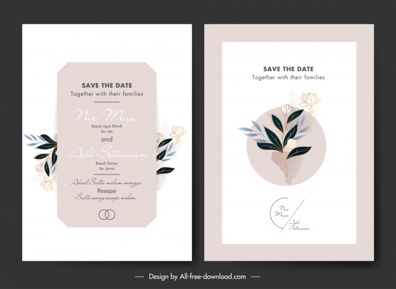  wedding invitation card template classical design elegant floral decor