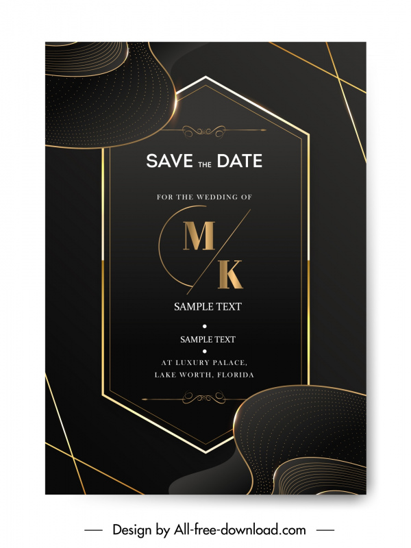 wedding invitation card template dark luxury geometry