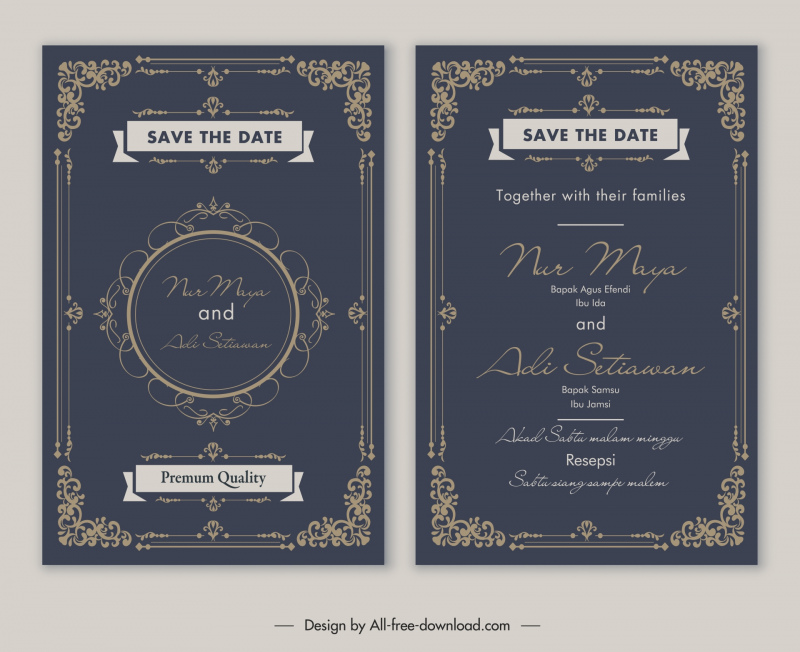 wedding invitation card template luxury classic symmetry 