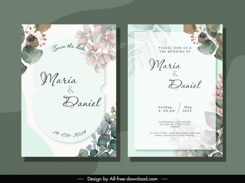 wedding invitation templates elegant petals leaf decor 