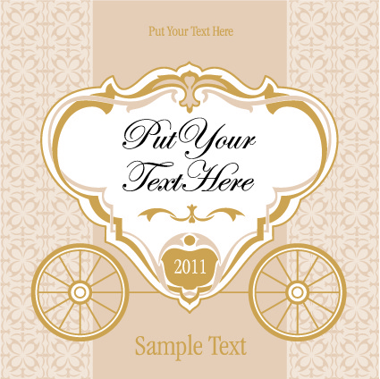 wedding invitation with carriage design vector