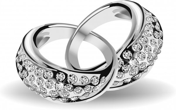 wedding rings icon elegant silver decor 3d sketch
