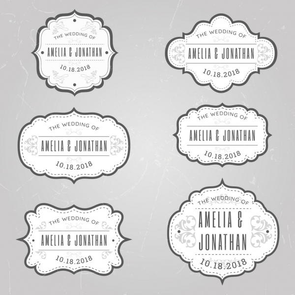 wedding tags templates classical rounded decor
