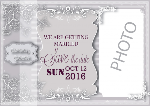 Wedding template with photo Vectors graphic art designs in editable ai