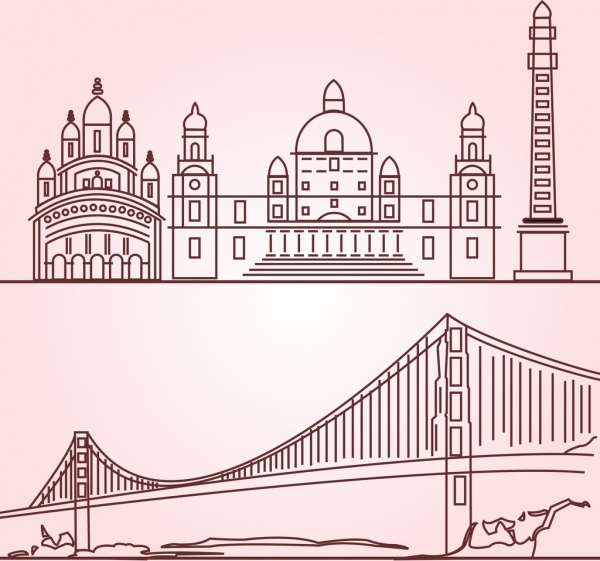 west bengal lineart vector illustration