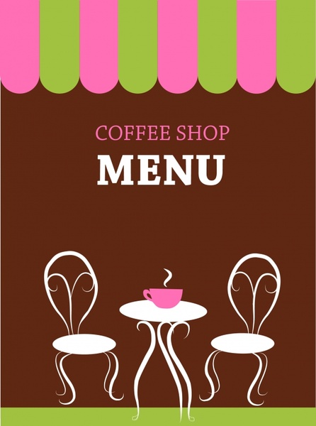 coffee menu cover template classical chair table sketch