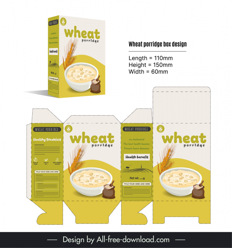 wheat porridge box packaging template elegant decor 