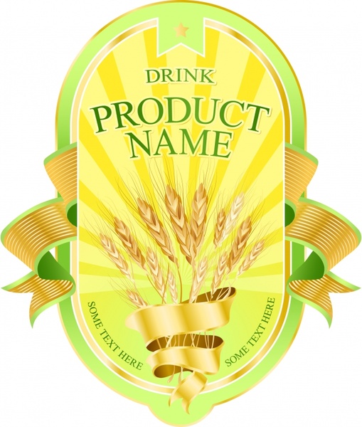 beer label template luxury golden ribbon hop 3d