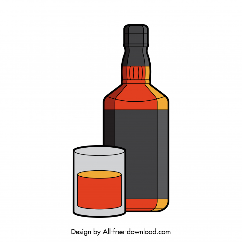 whiskey wine design elements flat handdrawn classic sketch