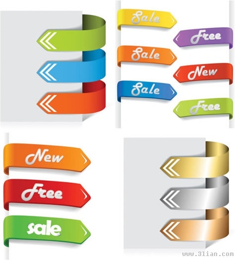 sale tags templates modern colorful 3d arrow shapes