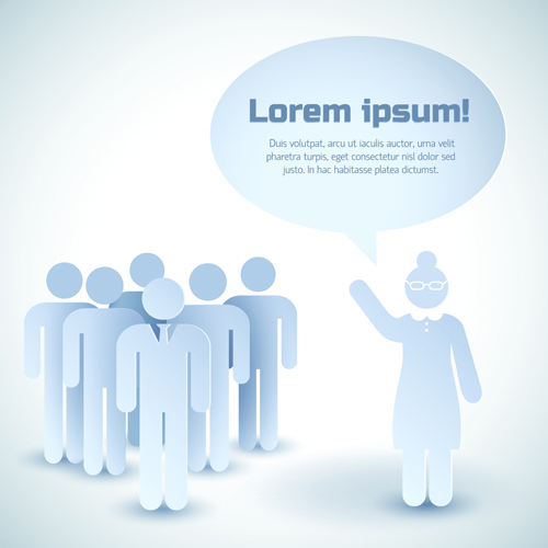 white business people with text cloud vector