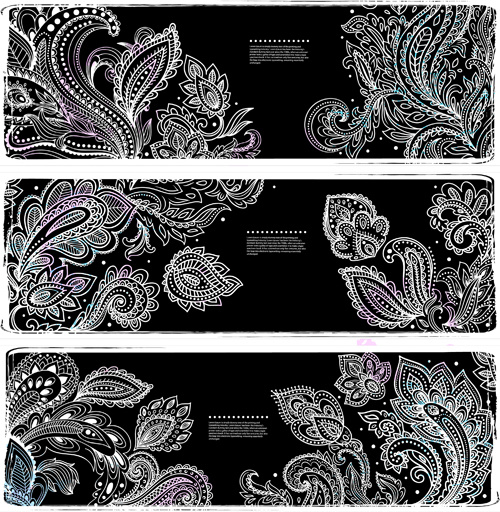 white floral ornaments banner vector
