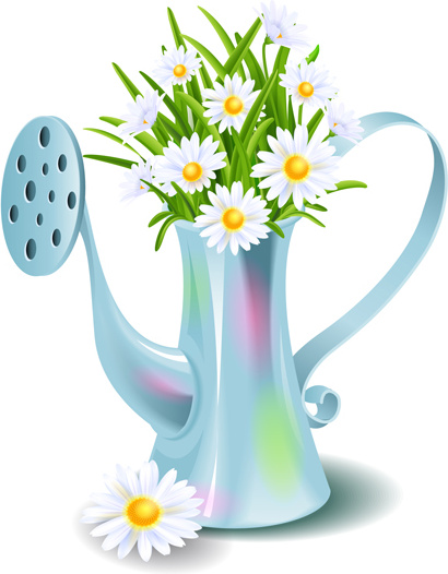 white flower with kettle vector