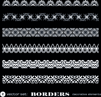 white lace borders design vector set 