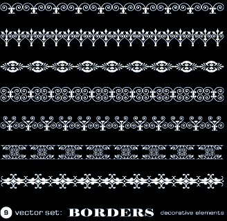 white lace borders vector set