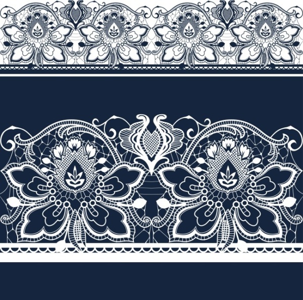white lace with blue background vector