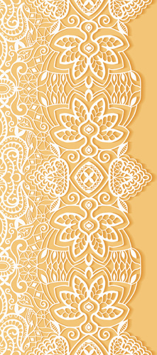 white lace with colored background vector set 