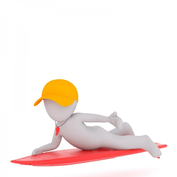 3d white model of water surfing instructor