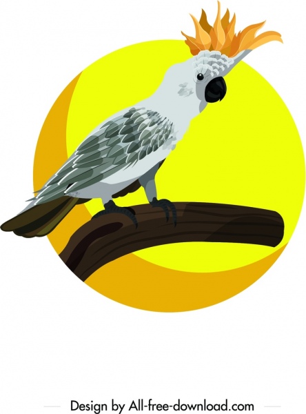 white parrot icon crown decor cartoon character