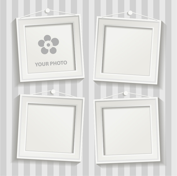 white photo frame set vector