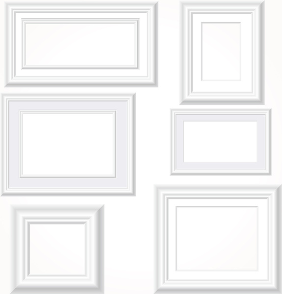 white photo frames vector set