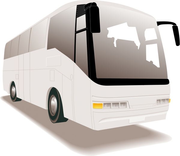 white tour bus realistic vector illustration