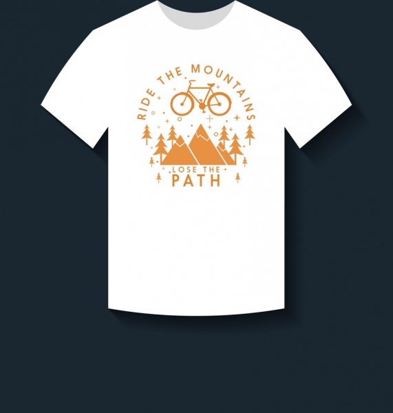 white tshirt design mountain bike icons decoration