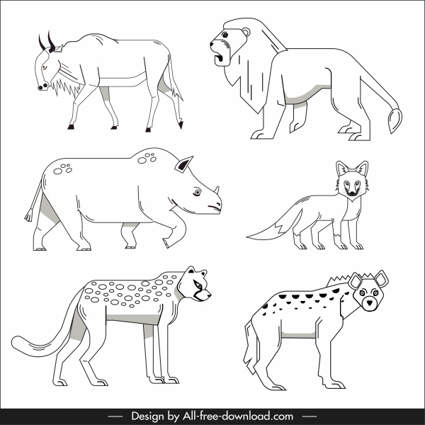 Line wild animal drawings vectors free download 106,741 editable .ai .eps  .svg .cdr files