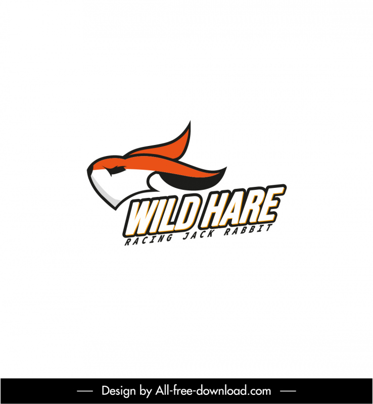 wild hare logo flat handdrawn rabbit head sketch