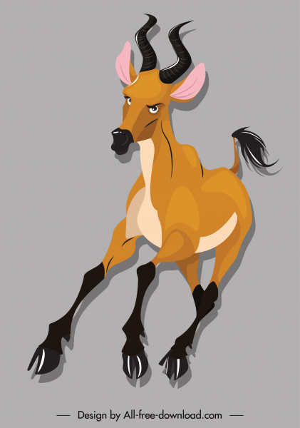 wild herbivore species icon antelope sketch cartoon character