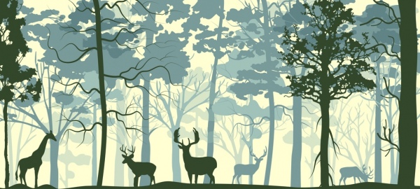 wild nature drawing forest animals icons silhouette design