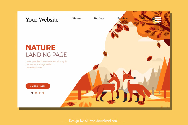 wild nature webpage template fox autumn decor