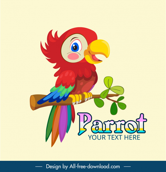 wild parrot icon cute cartoon sketch colorful design