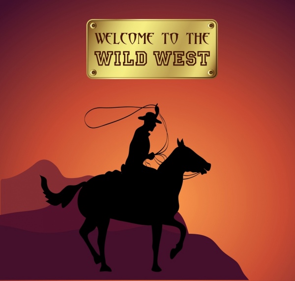 wild west advertising cowboy icon silhouette design