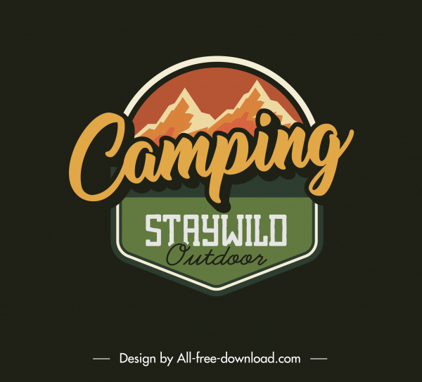 wildlife camping logotype mountain sketch flat classic
