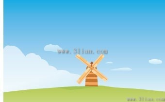 windmill landscape vector