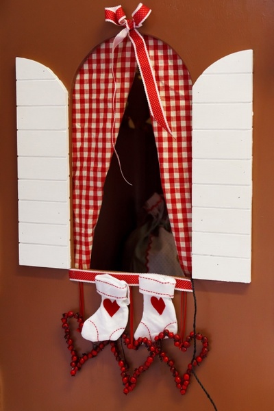 window and christmas stocking