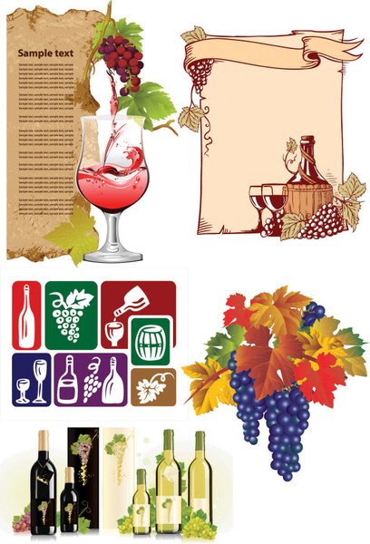 wine and grape vector graphics