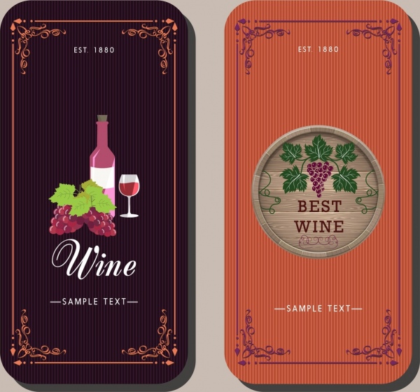 wine background sets classical colorful design 