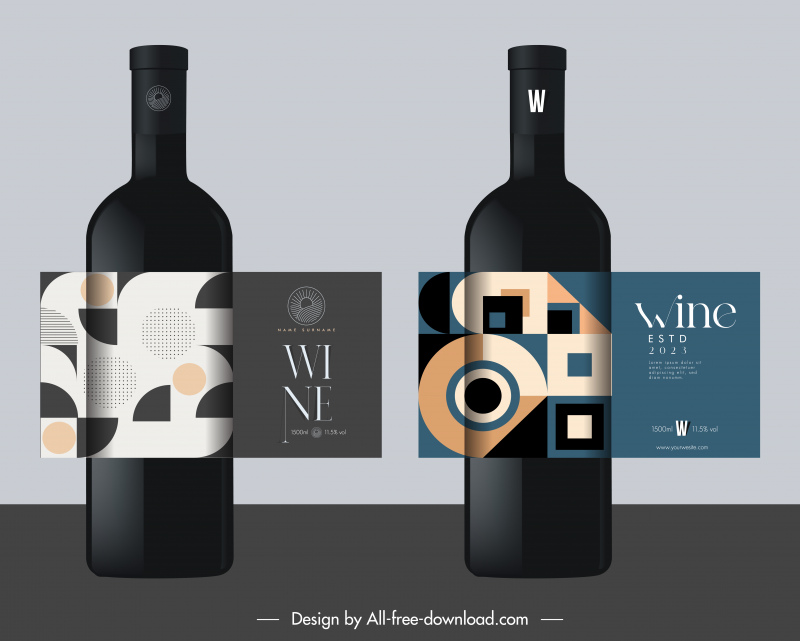 wine bottle packaging template abstract geometry decor