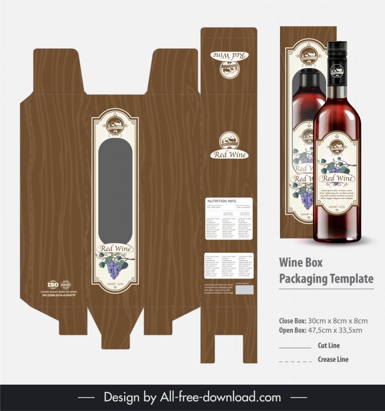 wine box packaging template elegant classic 