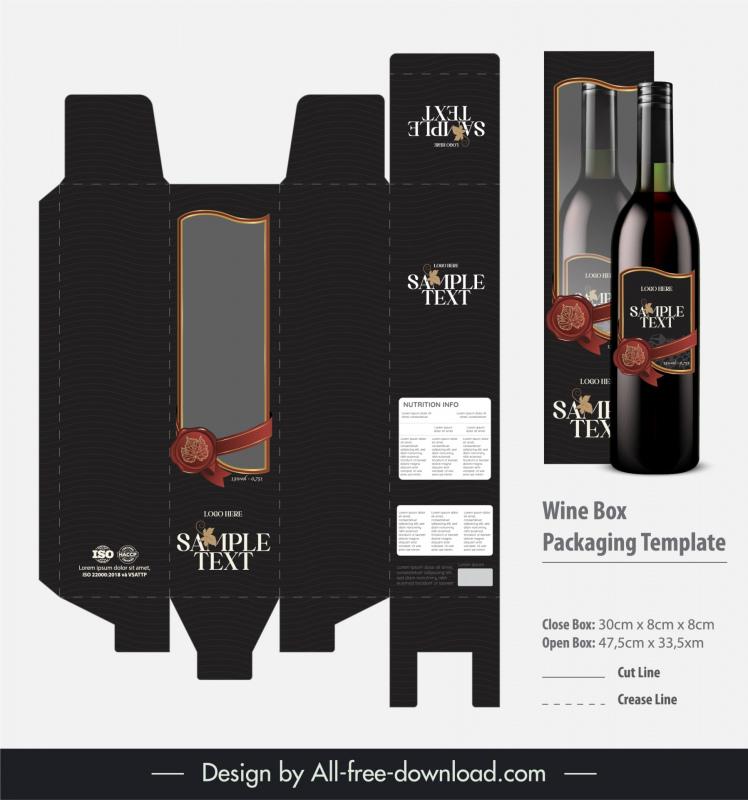 wine box packaging template luxury dark 