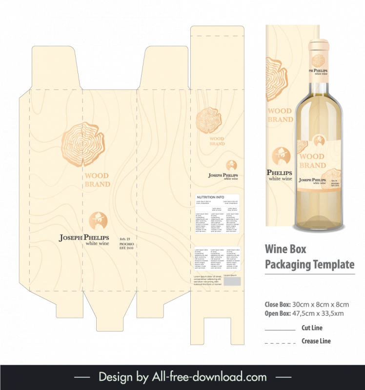 wine packaging template wooden  curves decor