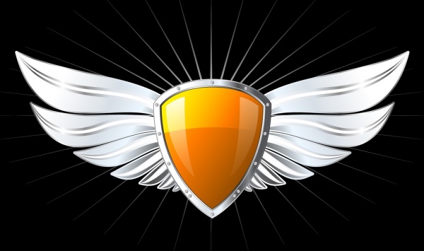wings shield icon shiny colored design