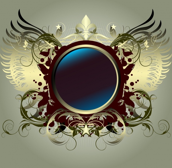 decorative background wings sphere icon modern symmetrical design