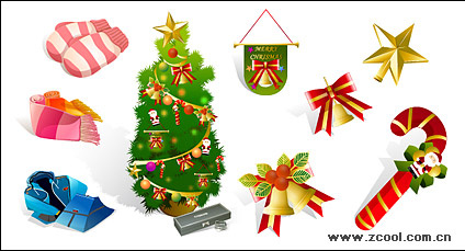 Winter clothing and Christmas icon vector material