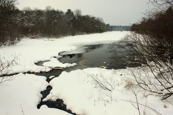 winter landscape at mirror lake state park wisconsin