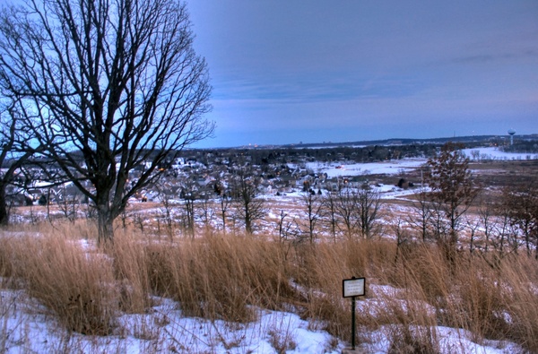 winter landscape from hill in madison wisconsin