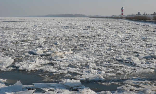 winter river ice floes 