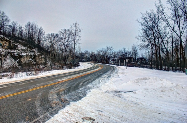 winter road in sturgeon bay wisconsin